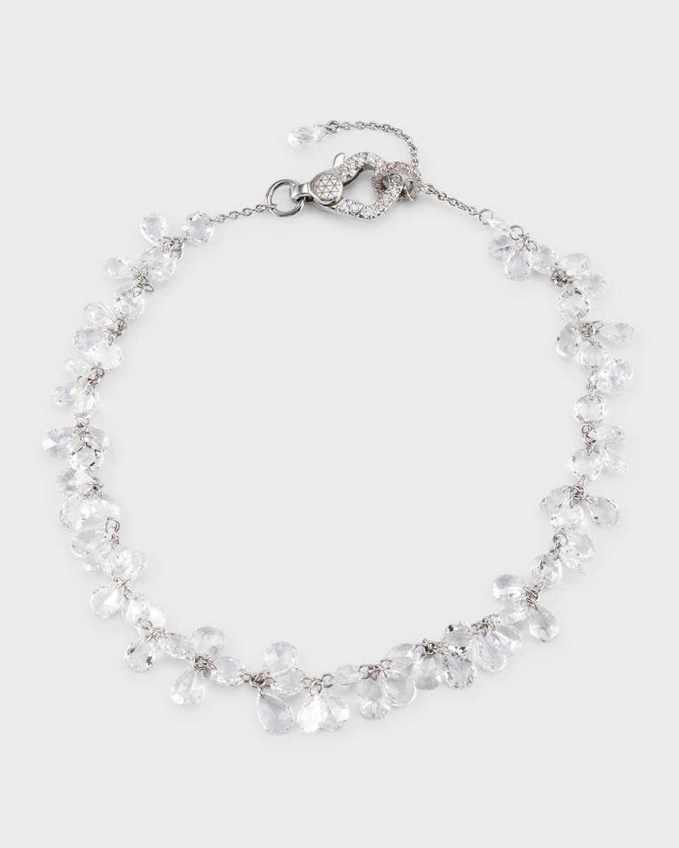 18K White Gold Diamond Cluster Tennis Bracelet